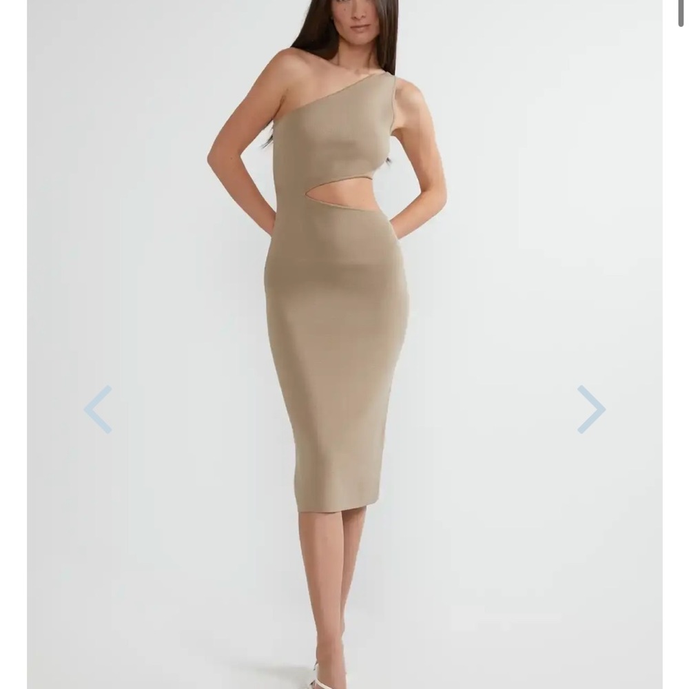 Oak + Fort one shoulder cut out knit dress